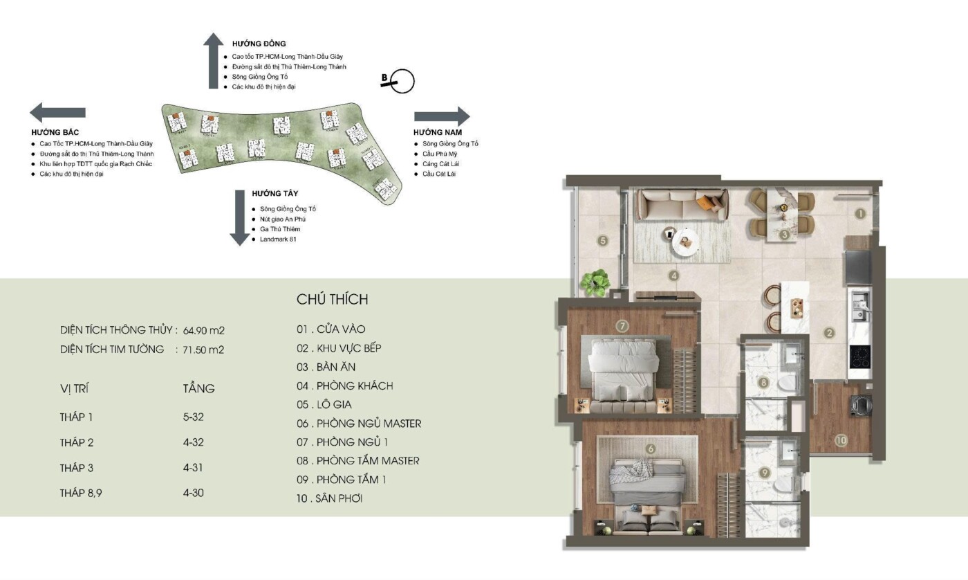 Thiết kế căn 2 phòng ngủ