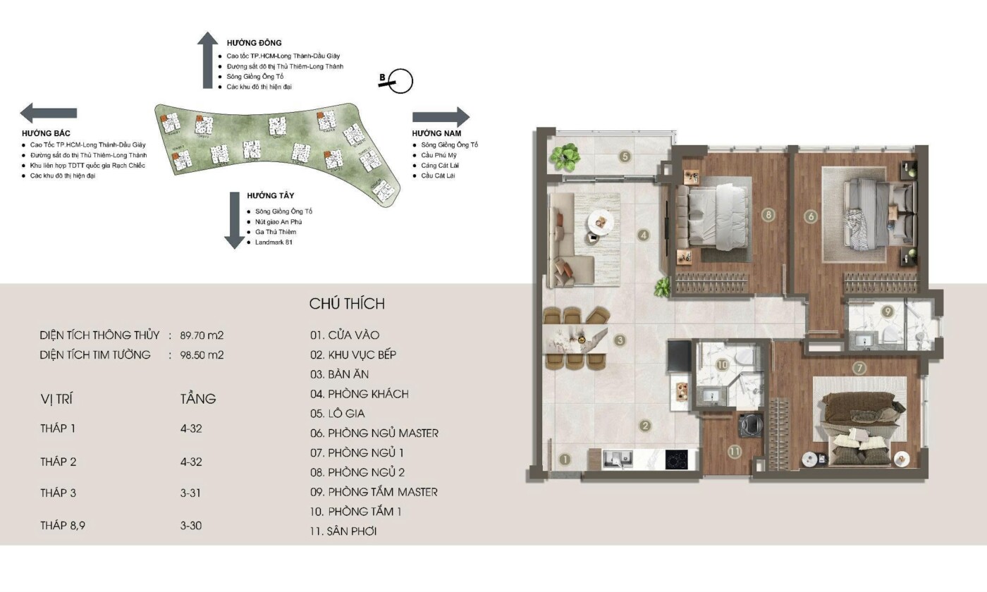 Thiết kế căn 3 phòng ngủ